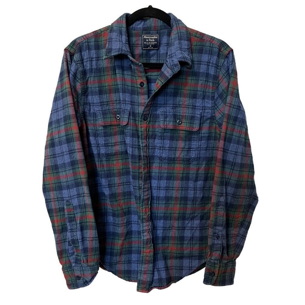 Abercrombie M flannel Abercrombie & fitch blue women’s red green EUC plaid